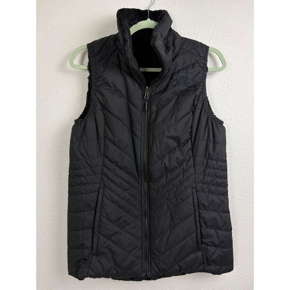 The North Face Women's Medium Reversible Black Faux Fur Fleece Insulated Vest